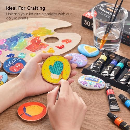 Shuttle Art Acrylic Paint Set, 30 x12ml Tubes Artist Quality Non Toxic Rich Pigments Colors Great for Kids Adults Professional Painting on Rocks Canvas Wood Clay Fabric Ceramic Crafts - Image 6