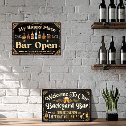 Putuo Decor Bar Signs, Welcome to Our Backyard Bar, 10" x 8" Aluminum Wall Mount Decorative Sign for Home Bar, Pub, Man Cave - Image 5