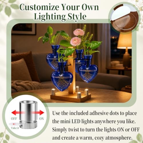 Plant Terrarium Propagation Station with 4 Heart Glass Vases - Deep Blue - Image 5