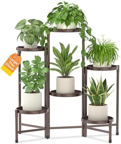 LASZOLA Plant Stand Indoor with 10 Inch Large Metal Tray, 6 Tier Bronze by LASZOLA