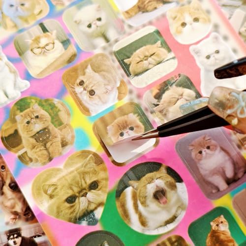Cat Sticker Book - 1000+ Stickers, 34 Sheets of Cat & Dog Aesthetic Stickers for Scrapbooking, Journaling, Kawaii Planner | Cat Sticker Book with Meme Stickers,Glossy, Matte & Textured Finishes - Image 3