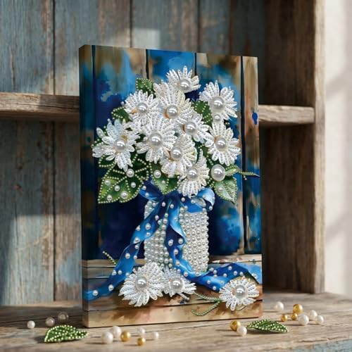 DIY Pearl Painting with Frame, Creative Design, Handmade Stress-Relieving Home Wall Decoration, Includes Frame and Tools-Bouquet - Image 2