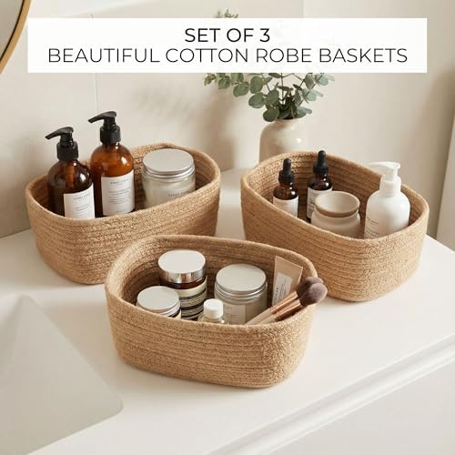 Beautiful Storage Basket Set of 3 - Sturdy Jute Rope Baskets for Shelves - Image 3