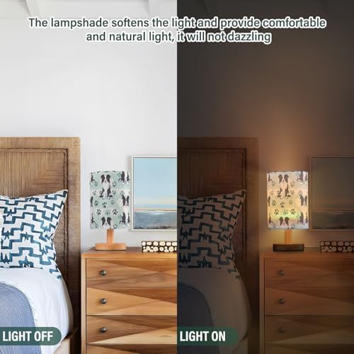Fustylead Lovely Border Collie Dog and Paw Print Bedside Table Lamps with USB Port for Bedroom Lamp Accent Table Lamp Small Nightstand Lamp Linen Shade Decorative Lamps for Kids|Reading|Dome|Home - Image 3