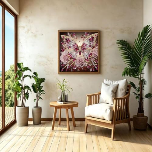5D Diamond Art Kits for Adults Butterfly Rose Diamond Painting Kits 12x12in - Image 3