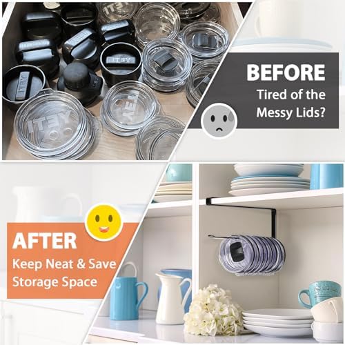 Tumbler Lid Organizer, Versatile Tumbler Lid Storage Holds 10 Lids, Black - Image 5