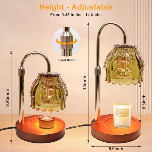 Candle Warmer Lamp with Timer and Dimmer 4-Level Dimmable Flower Light Heat Lamp for Jar Candles Adjustable Height Modern Cute Home Decor for Living Room Bedroom and Best Gift for Friends Lover. Gold - Image 3