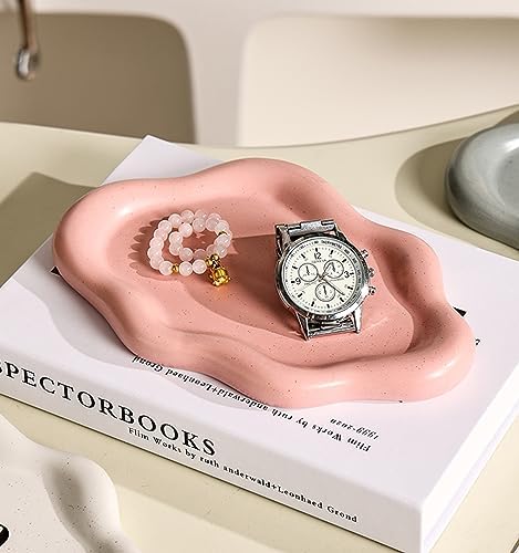 Spotted Pink Cloud Ceramic Jewelry Dish Tray for Women - Image 3