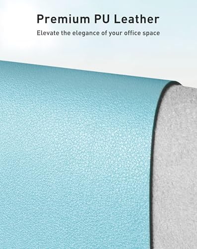 Aothia Faux Leather Desk Mat - Large Mouse Pad, Non-Slip PU Leather Blotter, Waterproof Writing Surface for Office and Home (Blue Topaz, 63" x 24") - Image 2