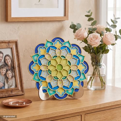 Temlum 2pcs Wooden Painting Crafts Kit for Adults, Mandala Wood Art - Image 5