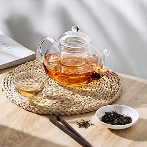 CNGLASS Glass Teapot Stovetop Safe,Clear Teapot with Removable Infuser 20.3 oz,Loose Leaf and Blooming Tea Maker - Image 5