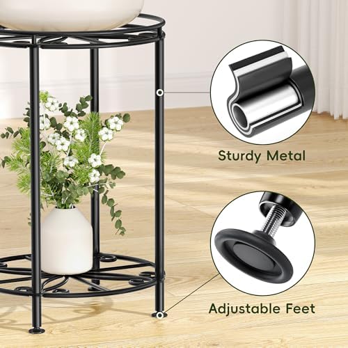 Plant Stand 2-Tier 10.2in Width 16.4in Tall Flower Pot Rack Small Plant Table Metal For Indoor Outdoor - Image 5