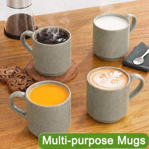 Pilnocok 8 oz Ceramic Small Mugs Set of 2, Green - Image 3