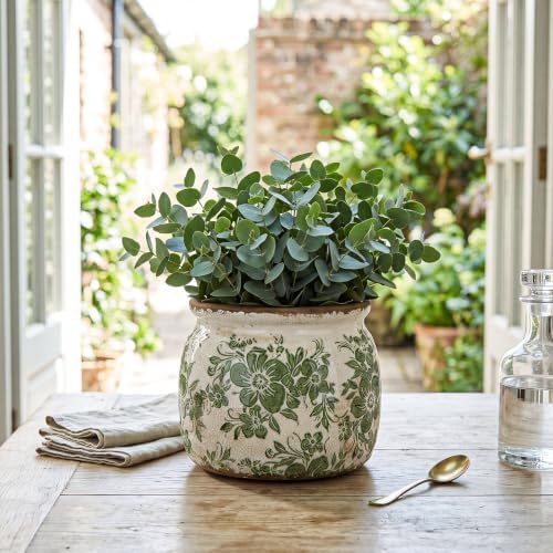 Vintage Planter for Indoor Plants, Ceramic Pot with Drainage Hole - Image 4