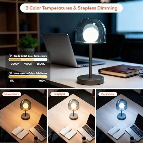 LED Modern Lamp, Small Mushroom Lamp Cordless, Unique Decor Light - Image 2