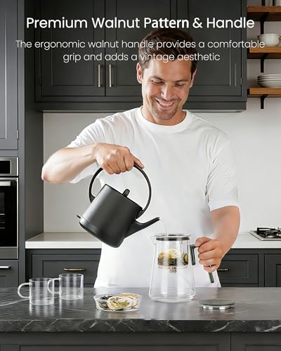 ZENS Magnetic Glass Infuser Teapot with 2 Cups for Loose Tea Steeper, 34oz - Image 4