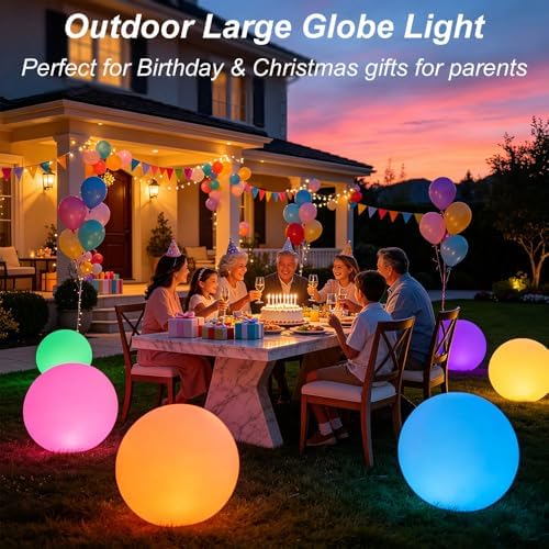 Large Outdoor LED Globe Orb Light, 20-in LED Glowing Orb Ball Night Light - Image 4