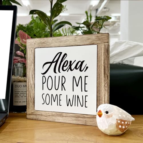 Alexa Wooden Wine Bar Sign - Farmhouse Tabletop Decor Set, Home Accent - Image 6