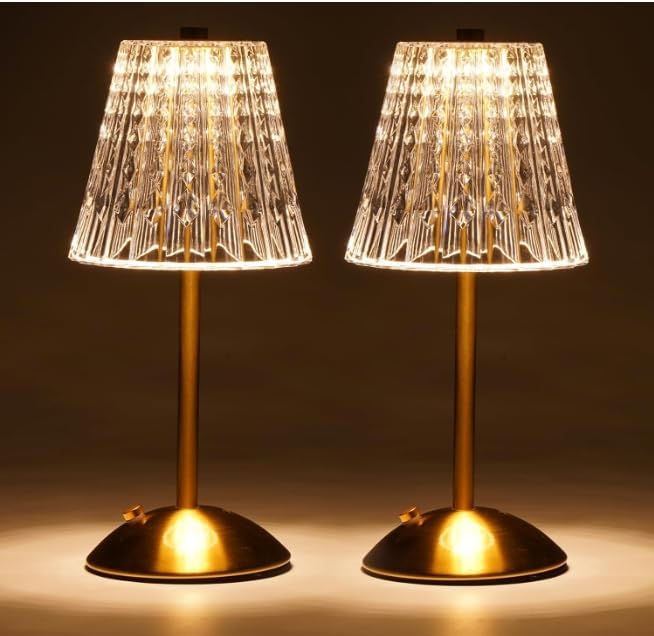 Nusogon 2 Pack Cordless Crystal Table Lamps, Rechargeable Touch Lamp by Nusogon