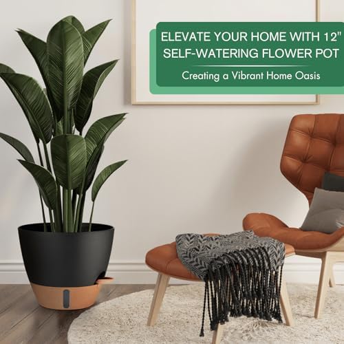 8/10/12 Inch Self Watering Pots for Indoor/Outdoor Plants with Drainage - Image 2