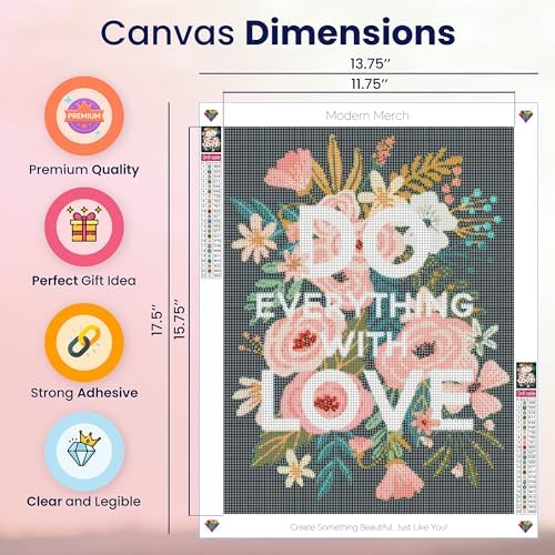 Flowers Diamond Art Kit for Adult Do Everything with Love 5D Painting 12x16 - Image 4