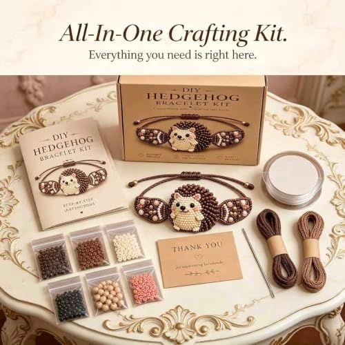 RYCHEENI DIY Beaded Bracelet Kit for Adults, Beginner Jewelry Making Craft Set with Instruction Guide, 3D Animal Beadwork Project, Complete Supplies for Women and Craft Lovers (Hedgehog) - Image 2