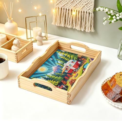 Camping Diamond Art Tray Wooden Serving Tray with Handles Decor 7.8×11.8 in - Image 5
