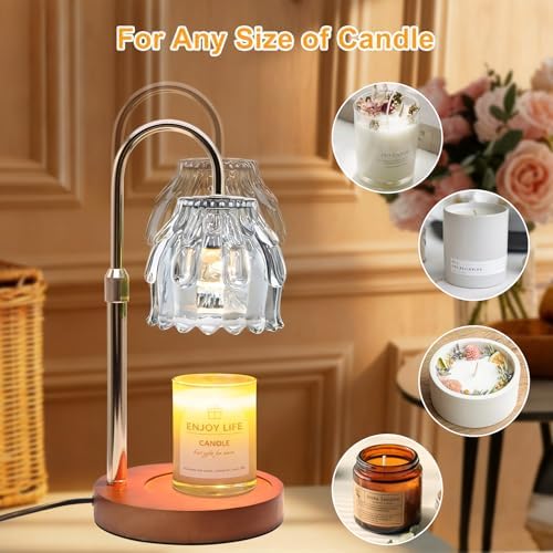 Candle Warmer Lamp with Timer and Dimmer 4-Level Dimmable Flower Light Heat Lamp for Jar Candles Adjustable Height Modern Cute Home Decor for Living Room Bedroom and Best Gift for Friends Lover.Silver - Image 6
