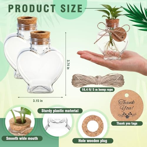 24 Pack 3.74'' Heart Plastic Plant Propagation Stations with Hole Lid - Image 2