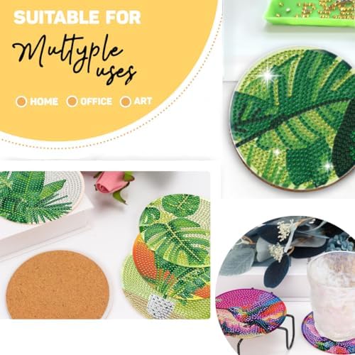 10 Pcs Leaves Shaped Diamond Painting Kits, Diamond Painting Kits with Holder, Diamond Art Coasters for Beginners Adults - Perfect Art Craft Supplies Gift!… (Leaves 2) - Image 2
