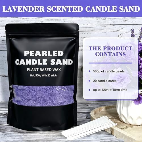 Natural Pearled Sand Candle,1.1LB Purple Sand Wax with 20 Wicks – Lavender Scented Candle, Relaxing Aromatherapy, Stress Relief, Long-Lasting Burn for Birthdays Christmas Anniversaries Home Decor - Image 2