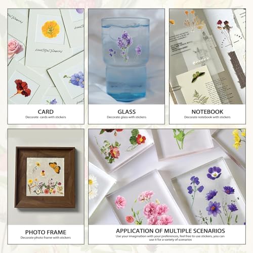 PRSTINCOL Flower Sticker Book, 40 Sheets 470pcs Floral Botanical Themed Journaling Supplies for Scrapbooking Supplies Aesthetic Junk Journal Craft DIY Craft Card Making Laptop - Image 5