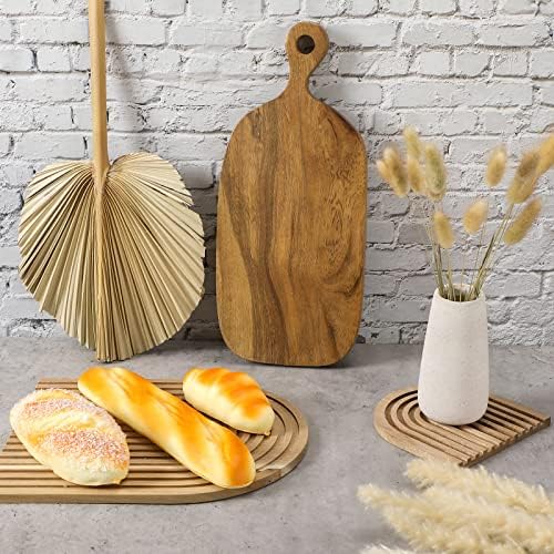 Chunful 2pcs Arch Cutting Board Boho Shelf Decor, Wood Color, Acacia - Image 5