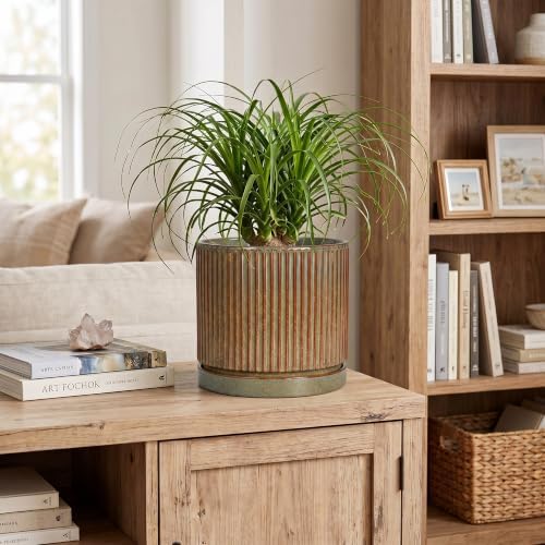 Ceramic Plant Pots, 8 Inch Planter, Round Plant Pot, Retro Brown - Image 3