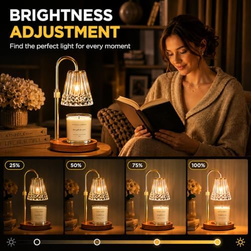 TATAANTY Candle Warmer Lamp with Timer, Adjustable Height, Wood Base - Image 3