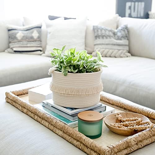 NaturalCozy 3-Piece Boho Decor Storage Basket Set – Cotton Rope Woven Baskets for Organizing! Small Basket for Baby Stuff, Baby Shower, Gift Basket, Nursery Basket, Planter, Toy Basket, Shelves - Image 5