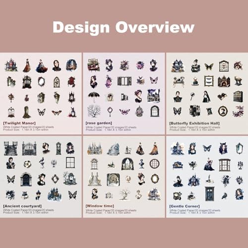 Gothic Manor Sticker Set, 120PCS Vintage Ephemera for Scrapbooking, Journaling, DIY Crafts and Planner Supplies - Image 4