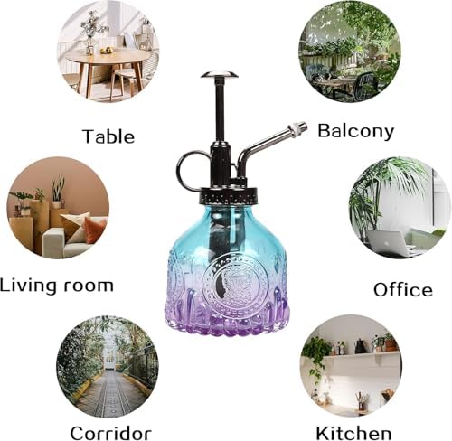 Glass Plant Mister Spray Bottle 200ML Watering Bottle with Top Pump Watering Can for Indoor Outdoor House Plants,Flowers (Blue-Purple) - Image 4