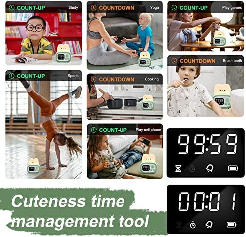 QANYI Small Timer Clock Toaster Lamp, Cute Night Light with Time Management Tool and Table Clock Alarm Digital Timer for Kids, ABS+PC Kids Lamp Birthday Gifts for Teen Toddler Baby Girls Boys - Image 3