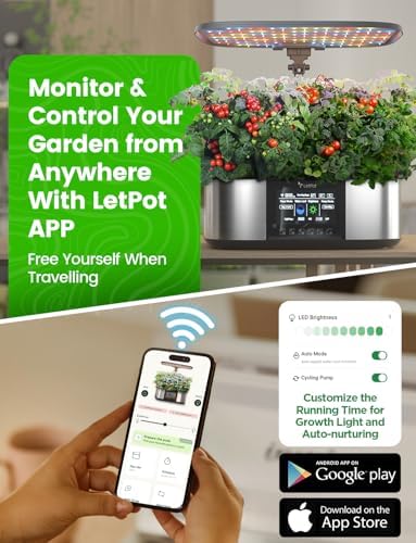 LETPOT LPH-Max 21-Pod Hydroponic Growing System Kits, Smart Indoor Garden with APP & WiFi Control, Auto Watering & Nutrient Supply, 36W Full Spectrum LED Grow Light, 7.5L Tank, Up to 30" Height - Image 4