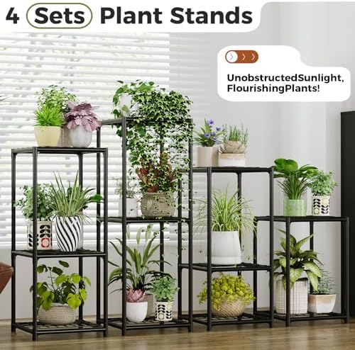 Bamworld Plant Stands Indoor 4 Sets Plant Shelves Outdoor - Image 5