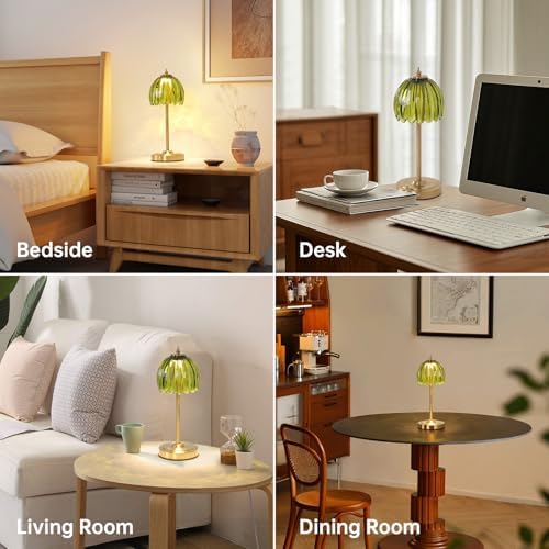 Shenmoyl Small TulipTable Lamp, 3 Color Temperatures, Table Lamps for Living Room, Bedroom, Nightstand (Green Tulip) - Image 3