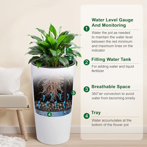 Garvee Tall Planters for Outdoor Plants, 30 in Planters Set of 2 - Image 3