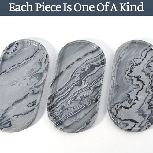 Koville Natural Marble Tray, 12"x6" Decorative Tray for Countertop, Catchall for Perfume, Candles, Jewelry Dish Elephant Grey - Image 6