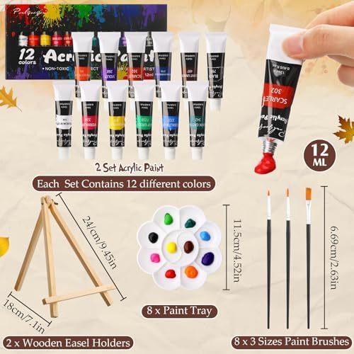 Cholemy 36 Pcs Paint and Sip Kit Gift for Adults 8''x10'',Fall Scarecrow - Image 4