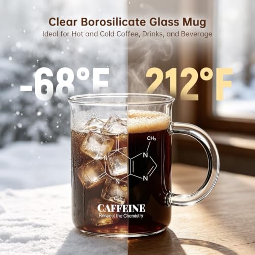 Caffeine Beaker Mug, Caffeine Molecule Mug - Chemistry Mug 16 oz Borosilicate Glass Coffee Mugs with Handle and Measuring for Coffee, Latte, Tea or Hot and Cold Beverage - Tea Coffee Mug - Image 5