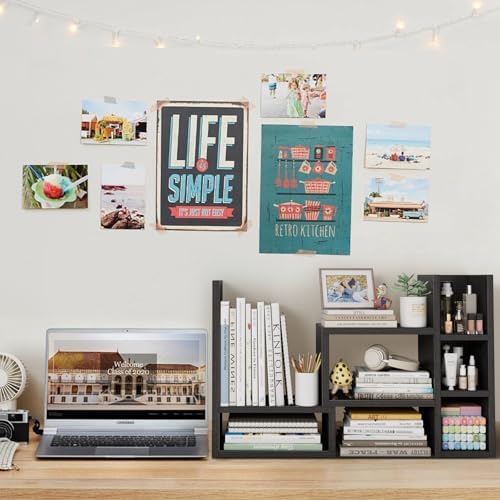 NUTIKAS Desk Shelves Desktop Organizer Shlef - Black Office Organization for Top of Desk Organizers and Accessories Corner Bookshelf Table Top Shelving Small Hutch Decorations for Office - Image 2