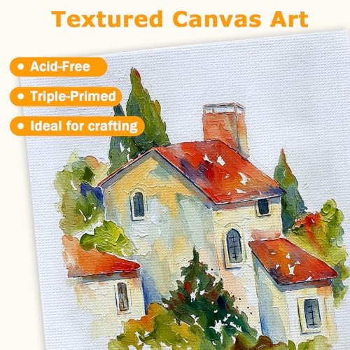 12 Pcs Mini Canvas and Easel Set 6''x8'' Small Blank Canvas Boards with Pine Wood Easels - Beginner Sip Painting Kit for Acrylic Oil Watercolor &Crafts - Ideal for Tabletop Display and Adults Party - Image 4