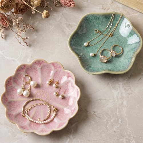 2Pcs Ceramic Lotus Leaf Jewelry Trays, Decorative Ring Trinket Dish - Image 3