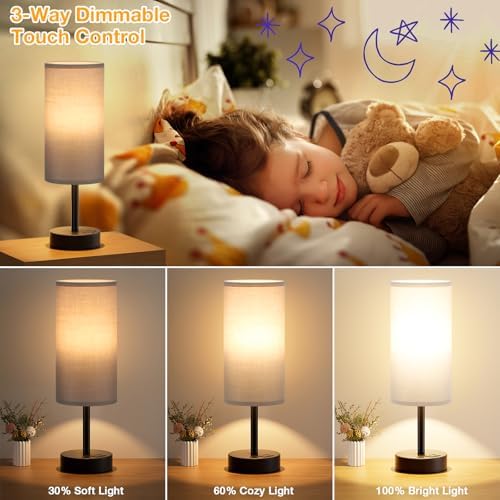 Dicoool Bedside Table Lamp for Bedroom - 3-Way Dimmable Touch Lamp, USB A+C - Image 3